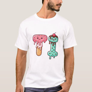 Camiseta Monograma de sorvete fofo Letra T de Sorvete Doce