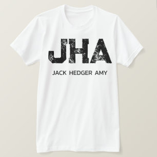 CAMISETA MONOGRAMA DE TRÊS LETRAS MINIMALISTA PRETO NOME BR