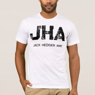CAMISETA MONOGRAMA DE TRÊS LETRAS PRETO MINIMALISTA NOME BR