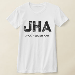 CAMISETA MONOGRAMA DE TRÊS LETRAS PRETO MINIMALISTA NOME BR