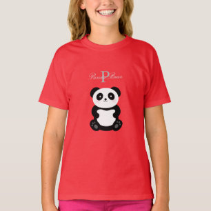 Camiseta Monograma de Urso de Panda de Bebê Bonito