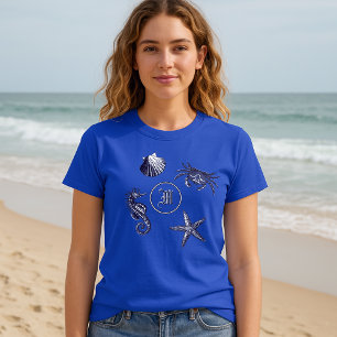 Camiseta Monograma do caranguejo de caranguejo da praia cos