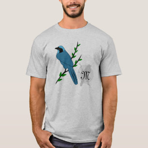 Camiseta Monograma do Pássaro Turquesa bonito
