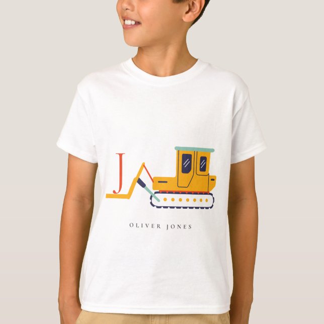 Camiseta Monograma do veículo elevador com garfo de constru (Frente)