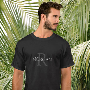 Camiseta Monograma e Nome, Design Clássico, Texto Cinza