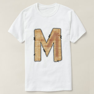 Camiseta Monograma em Madeira M Textura de aniagem Branco L