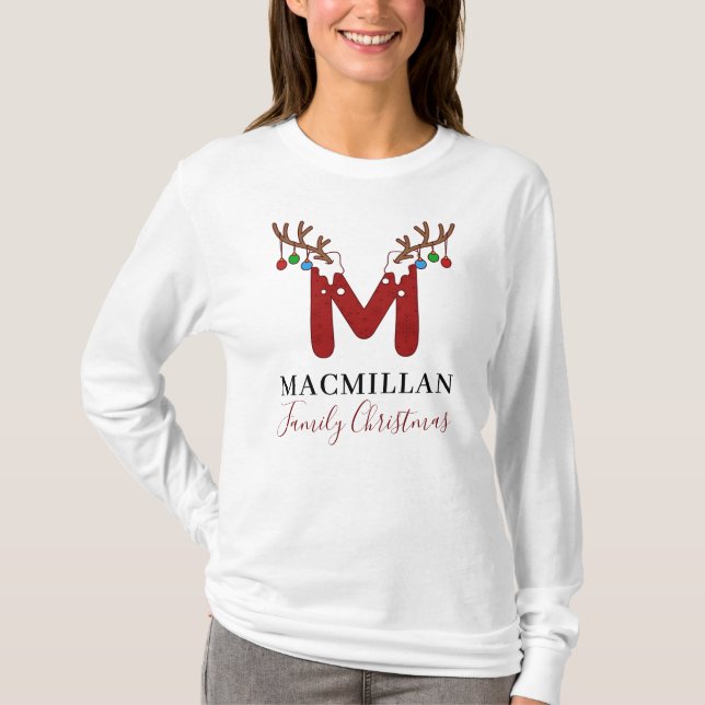 Camiseta Monograma Feriado de Natal Matando a Família Mãe (Frente)