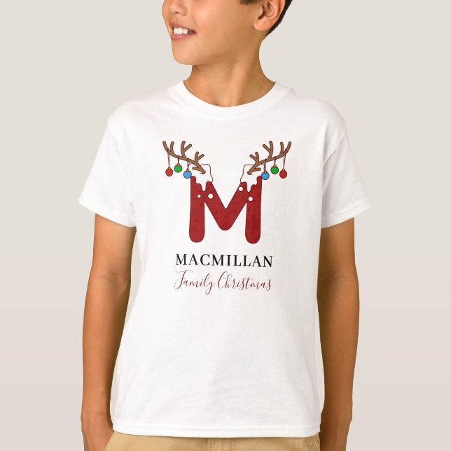 Camiseta Monograma Feriado Natal Antlers Correspondentes à  (Frente)