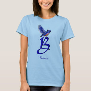 Camiseta Monograma Inicial B Bluebird Elegante Personalizad