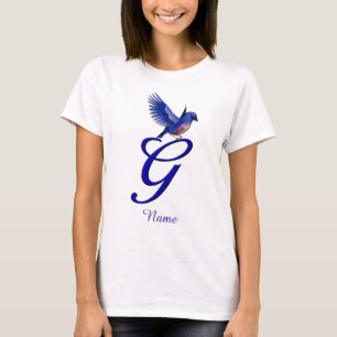 Camiseta Monograma Inicial Bluebird G Elegante Personalizad