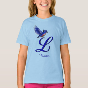 Camiseta Monograma Inicial Bluebird L Elegante Personalizad