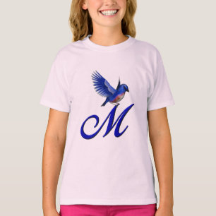Camiseta Monograma Inicial Bluebird M Elegante 