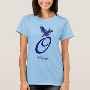 Camiseta Monograma Inicial Bluebird O Elegante Personalizad