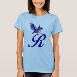 Camiseta Monograma Inicial Bluebird R Elegante