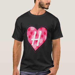 Camiseta Monograma Inicial Cuto - Letra H Padrão Cardíaco P