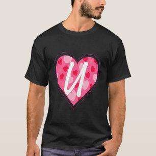 Camiseta Monograma Inicial Cuto - Letra U Padrão Cardíaco P