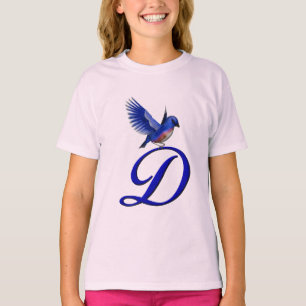Camiseta Monograma Inicial D Bluebird Elegante 