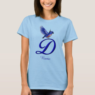 Camiseta Monograma Inicial D Bluebird Elegante Personalizad