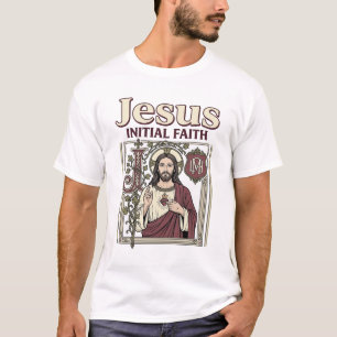 Camiseta Monograma Inicial de Jesus Fé Monograma Inicial de