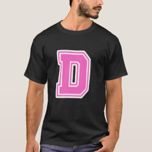 Camiseta Monograma Inicial de Letra D Rosa para Primeira ou