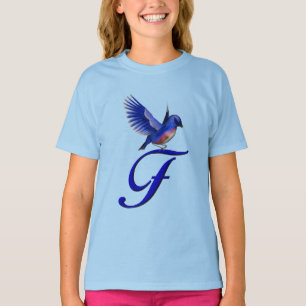 Camiseta Monograma Inicial F Bluebird Elegante 