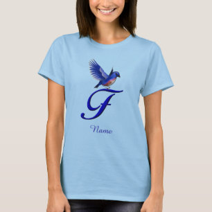 Camiseta Monograma Inicial F Bluebird Elegante Personalizad