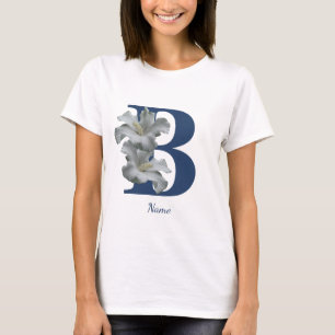 Camiseta Monograma Inicial Flor de Hibisco Personalizado B