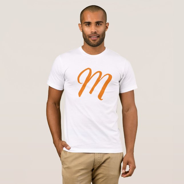 Camiseta Monograma Laranja Nome Próprio Texto de substituiç (Frente Completa)