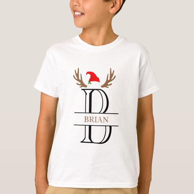 Camiseta Monograma - Letra B Nome do Natal Engraçado Natal (Frente)