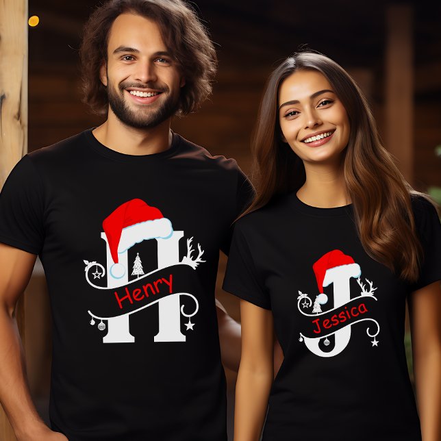 Camiseta Monograma - Letra H Nome Personalizado Natal (Criador carregado)