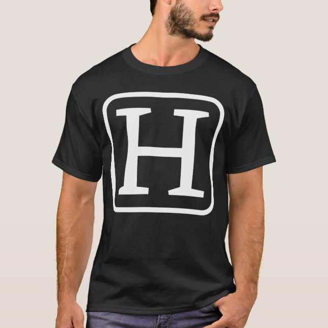Camiseta Monograma - Letra maiúscula H, alfabetos iniciais  (Frente)
