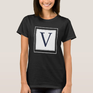 Camiseta Monograma - Letra V Alfabeto V Marinho Inicial Azu