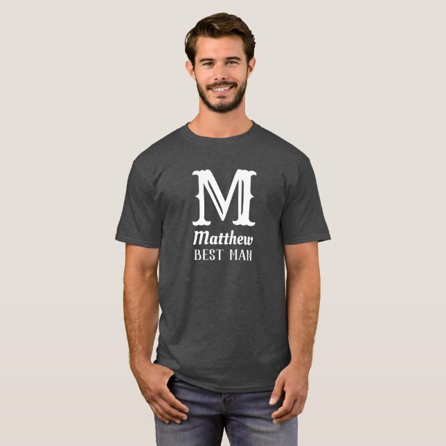 Camiseta Monograma Masculina Nome Personalizado do Noivo Ca (Frente Completa)
