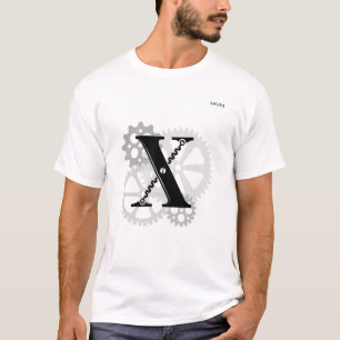Camiseta Monograma mecânico customizável. Inicial "X "