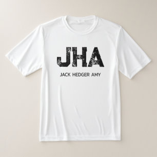 CAMISETA MONOGRAMA MINIMALISTA PRETO DE TRÊS LETRAS NOME BR