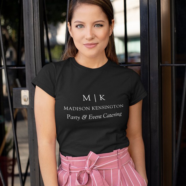 Camiseta Monograma mínimo ou adicionar logotipo preto (Criador carregado)