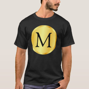 Camiseta Monograma Modelo Faux Dourada Trendência Negra Ele