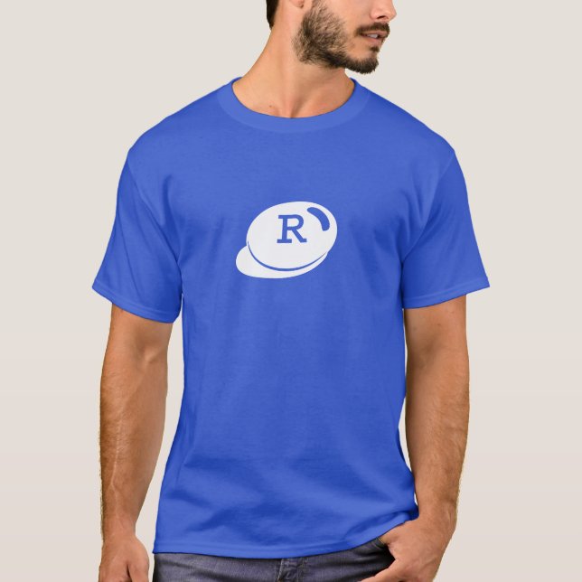 Camiseta Monograma Moderno Inicial Adicionar Seu Texto Azul (Frente)