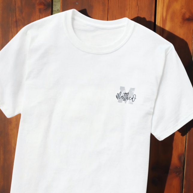 Camiseta Monograma Moderno Legal Grunge Adicionar Seu Nome (Criador carregado)