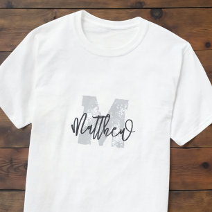 Camiseta Monograma Moderno Legal Grunge Adicionar Seu Nome