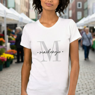 Camiseta Monograma Moderno Minimalista Preto Branco