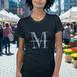 Camiseta Monograma Moderno Minimalista Preto Branco