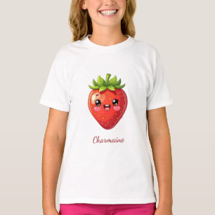 Camiseta Monograma morango kawaii fofo