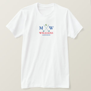 Camiseta Monograma (nome e iniciais de golfe) golfe vermelh