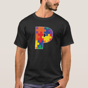 Camiseta Monograma P em peças de Quebra-cabeça multicolores