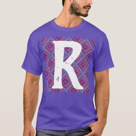 Camiseta Monograma Padrão de Diamante Roxo Inicial Asym Ros