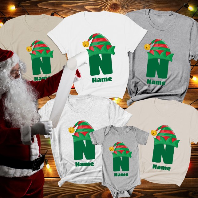 Camiseta Monograma personalizado com o Natal da família Nam (Criador carregado)