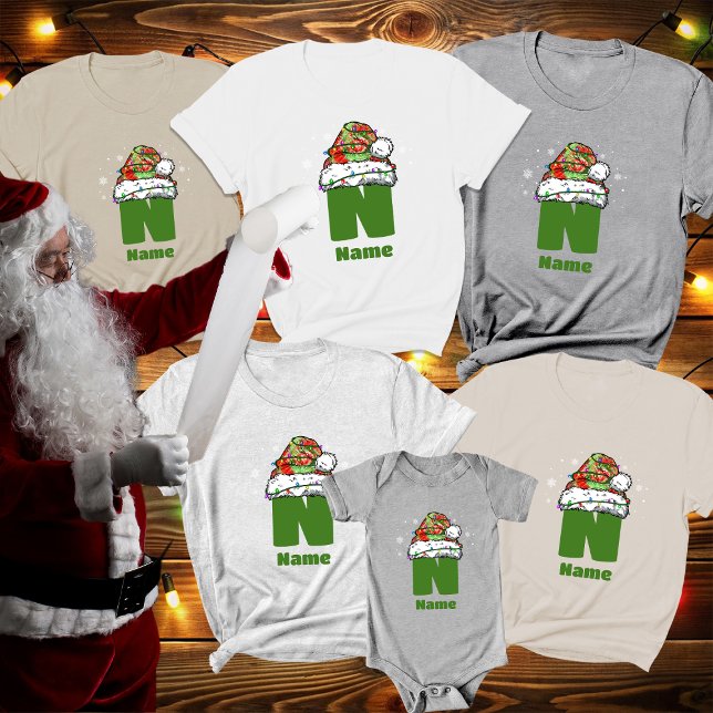 Camiseta Monograma personalizado com o Natal da família Nam (Criador carregado)