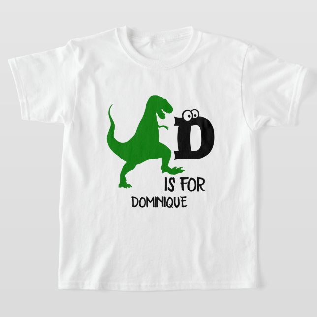 Camiseta Monograma personalizado D é para o T Rex fofo do d (Postura )