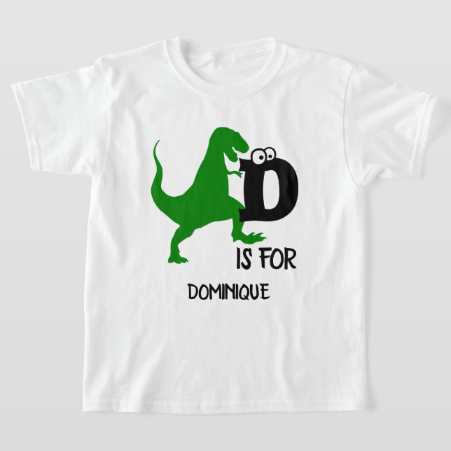 Camiseta Monograma personalizado D é para o T Rex fofo do d (Postura )